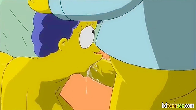 Horny Marge Simpson getting banged and sucking Homer's dick