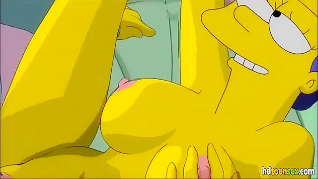 Horny Marge Simpson getting banged and sucking Homer's dick