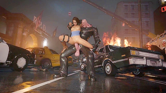 Jill Valentine gets fucked by Nemesis's giant zombie cock