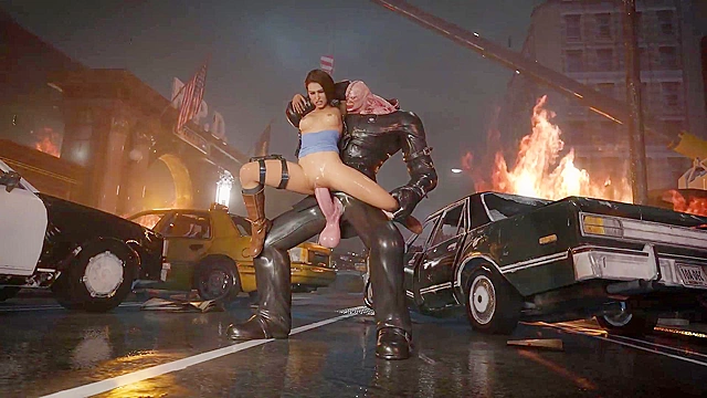 Jill Valentine gets fucked by Nemesis's giant zombie cock