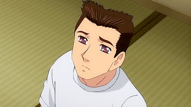 Horny japanese aunt and hentai girl give a double blowjob to dirty pervert