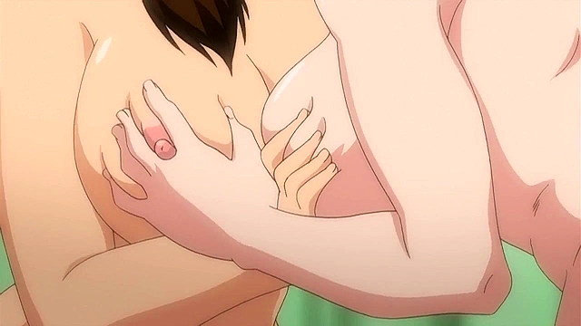 Horny japanese aunt and hentai girl give a double blowjob to dirty pervert