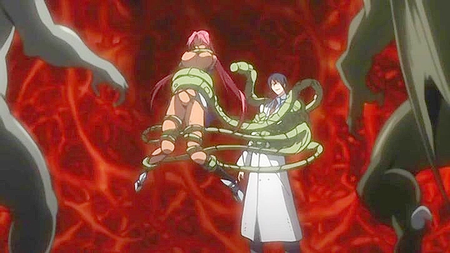 Busty warrior babe gets roughly fucked by tentacle dude