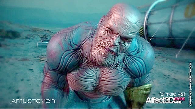 Thanos slams his titanic cock into Captain Marvel's superhero pussy