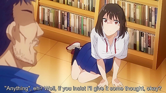 Library Girl 2 - Busty anime schoolgirl skips class to fuck janitor in library