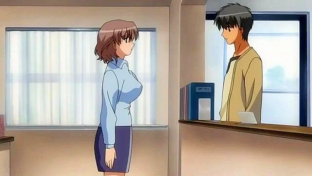 Busty hentai teen with huge tits gives a titty fuck and begs for creampie