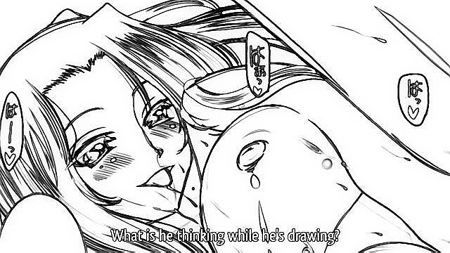 Let’s Fall in Love, Like in Ero Manga 1 - Busty hentai schoolgirl masturbates in front of artist