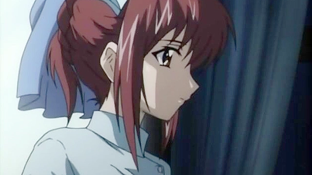 Busty anime wife with red hair gets hard fucked during her dead husbands funeral