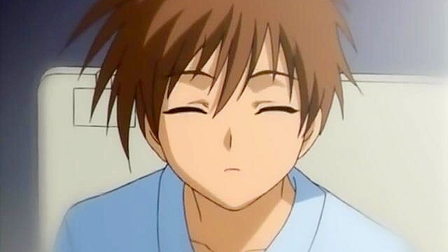 Busty anime wife with red hair gets hard fucked during her dead husbands funeral