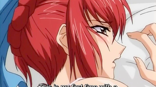 Busty anime wife with red hair gets hard fucked during her dead husbands funeral