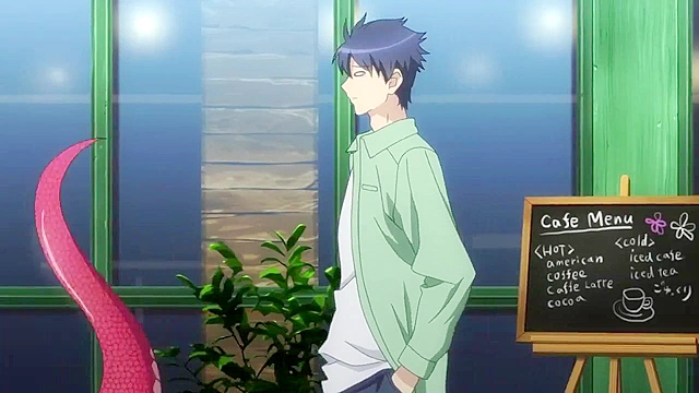 Busty hentai serpent lady has her way with a teen in his bedroom