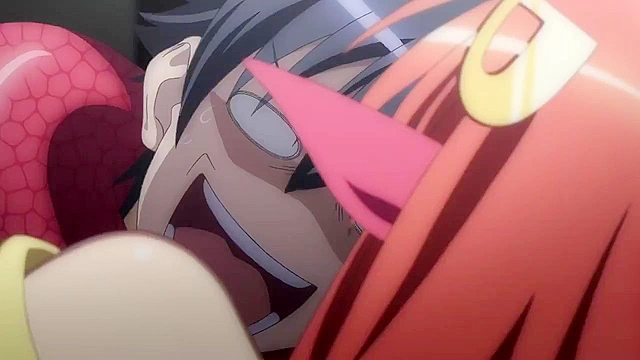 Busty hentai serpent lady has her way with a teen in his bedroom