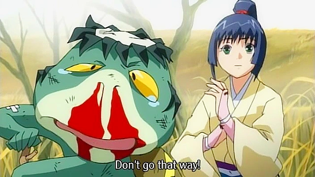 Gausu - Forest bandit face fucks a tied up anime kunoichi