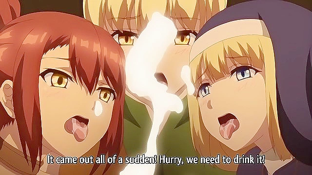 Another World Harem Tales 1 - Triple blowjob with busty warrior girls