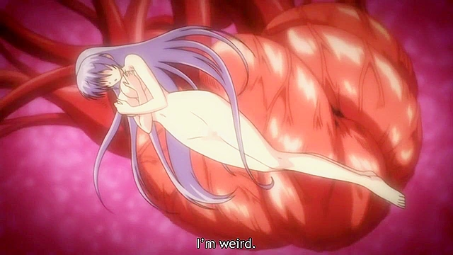 Cute anime teen in waitress outfit masturbates while guys cum all over her