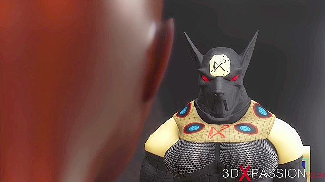 Anubis the god of death fucks a young ebony egyptian slave with demon cock