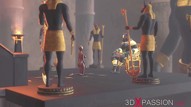 Anubis the god of death fucks a young ebony egyptian slave with demon cock