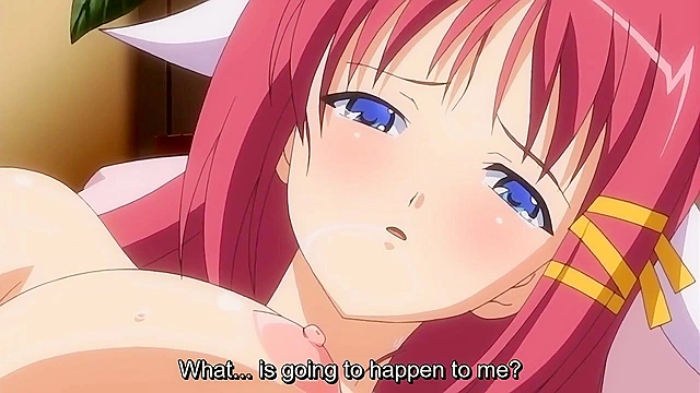 Busty redhead schoolgirl gives a dork a handjob after school in the equipment room