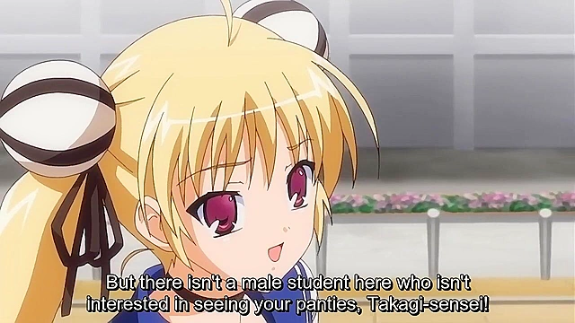 Busty redhead schoolgirl gives a dork a handjob after school in the equipment room