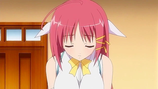 Busty redhead schoolgirl gives a dork a handjob after school in the equipment room