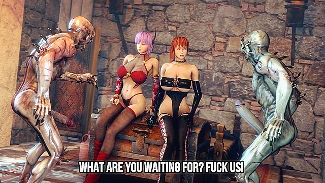 Busty friends gets ass fucked by demons in 3d hentai hell