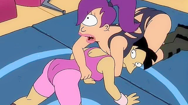 Leela and Amy from Futurama fuck after a hot wrestling session