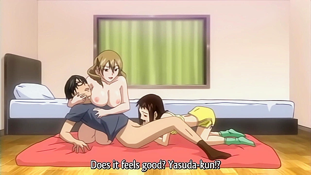 Horny nerd pounces on busty teasing anime stepsister and pounds her pussy