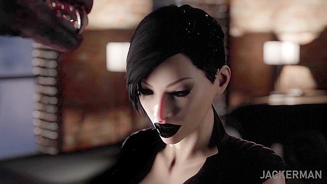 The Captive 1 - Busty vampire girl gets her face fucked by big werewolf