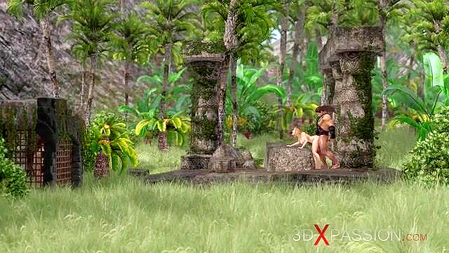 Tribal chief fucking young blonde until dick pops out of her mouth