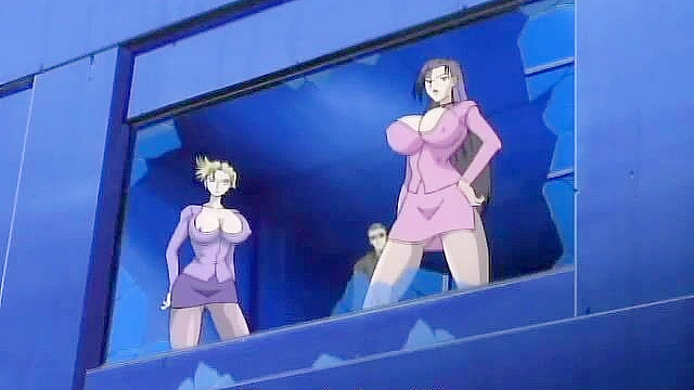 Busty hentai slut gets her pussy and ass fucked at the same time while sucking a dick