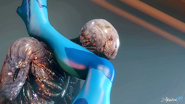 Cyber-Fuck 1 - Samus Aran gets her 3D animated pussy destroyed by big monster cocks