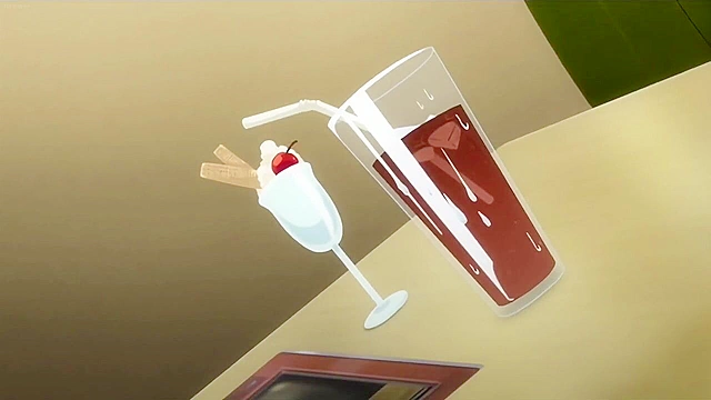 Dirty hentai cheerleader with huge tits puts on her uniform and fucks