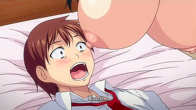 Dirty hentai cheerleader with huge tits puts on her uniform and fucks