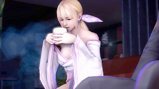 Yoshiwara Rose - Old Japanese guy gets his dick sucked by two 3d animated hookers