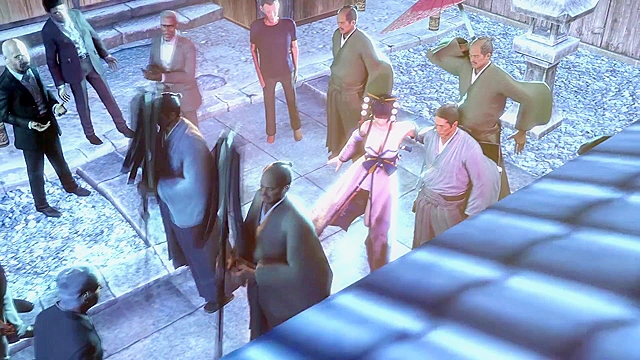 Yoshiwara Rose - Old Japanese guy gets his dick sucked by two 3d animated hookers