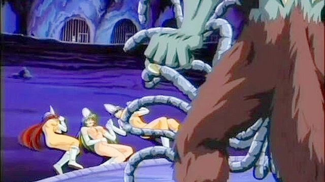 Sexy anime girls get all their holes probed by demon tentacles