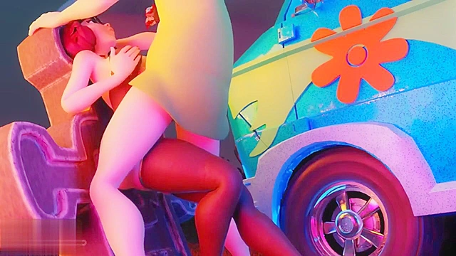 Wilma sucks Shaggy's cock in graveyard till covered in jizz