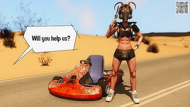 Mad Mom with huge tits fucks mad max bikers in 3D threesome