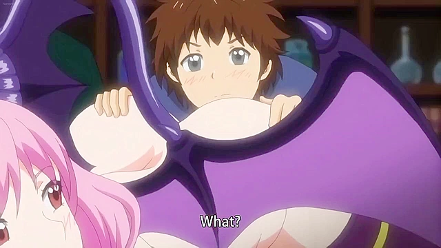 Busty succubus forces every last drop of sperm out of teen boy