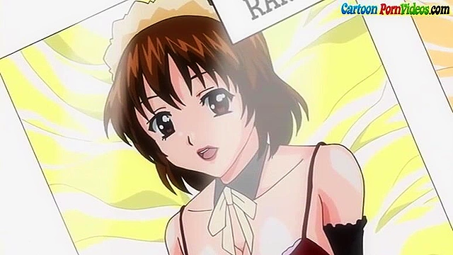 Horny teen goes to hentai maid parlor and gets a boobjob and doggy fuck