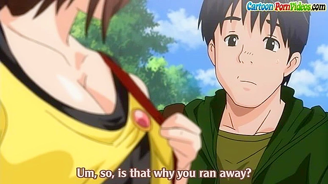 Horny teen goes to hentai maid parlor and gets a boobjob and doggy fuck