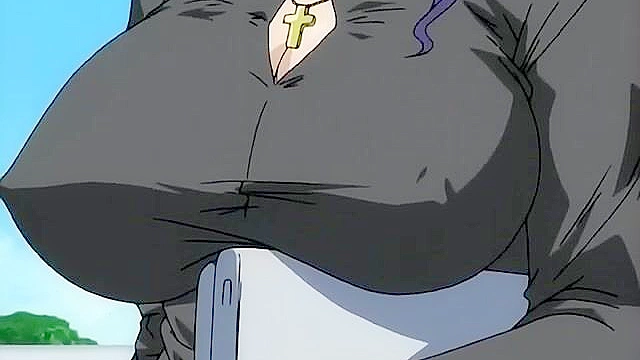 Busty anime girl with big tits gets gangbanged in her hairy pussy and mouth