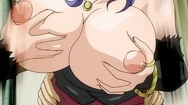 Busty anime girl with big tits gets gangbanged in her hairy pussy and mouth