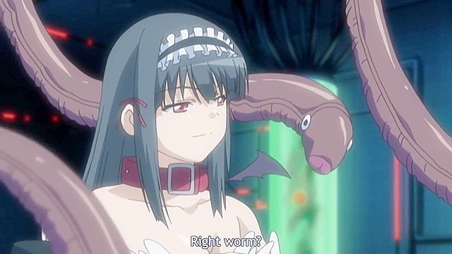 Cute maid gets all her holes plugged by an anime demon tentacles