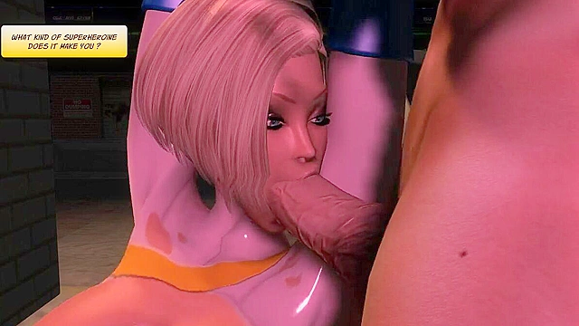 Big boobs Powergirl 3d threesome fuck in alley