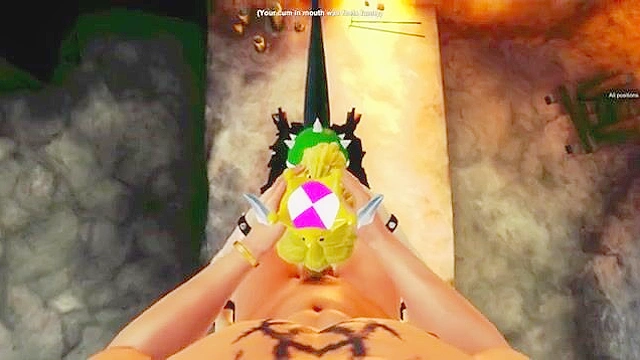 3D animated Bowsette pov titfuck and doggy style