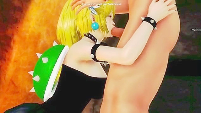 3D animated Bowsette pov titfuck and doggy style