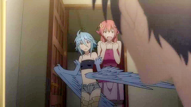 Serpent babe fights with bird lady and her anime titties pop out