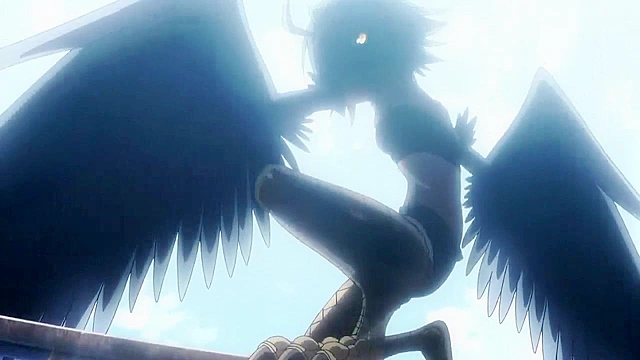 Serpent babe fights with bird lady and her anime titties pop out