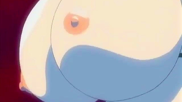 Hentai blonde with giant tits get rammed doggy style while creepy dude watches